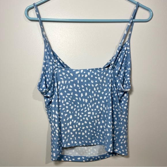 Urban Outfitters Ruby Cowl Neck Powder Blue White Tank Medium - Picture 5 of 5